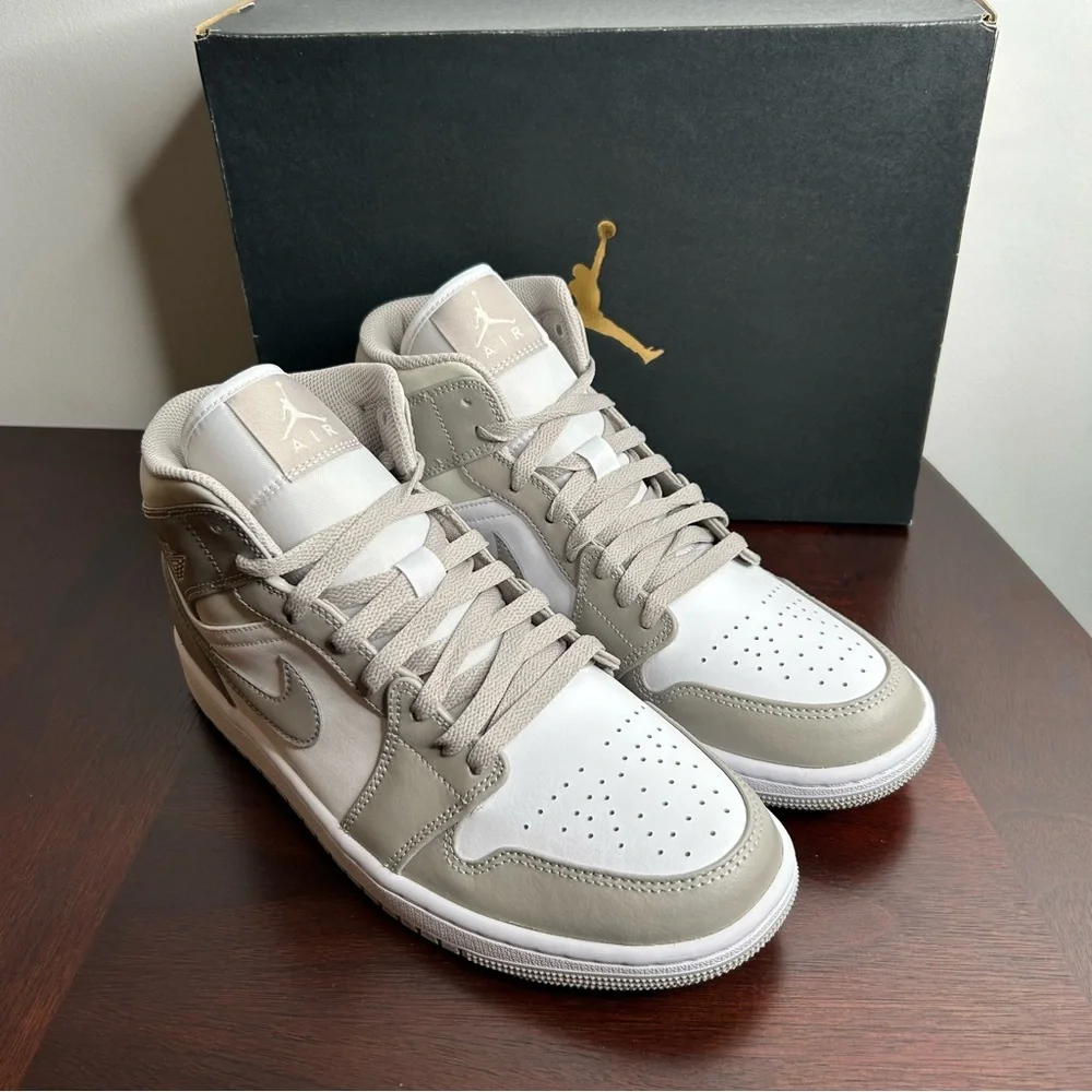 Nike Air Jordan 1 Mid Linen College Grey/Light Bone (8.5M/10W)
